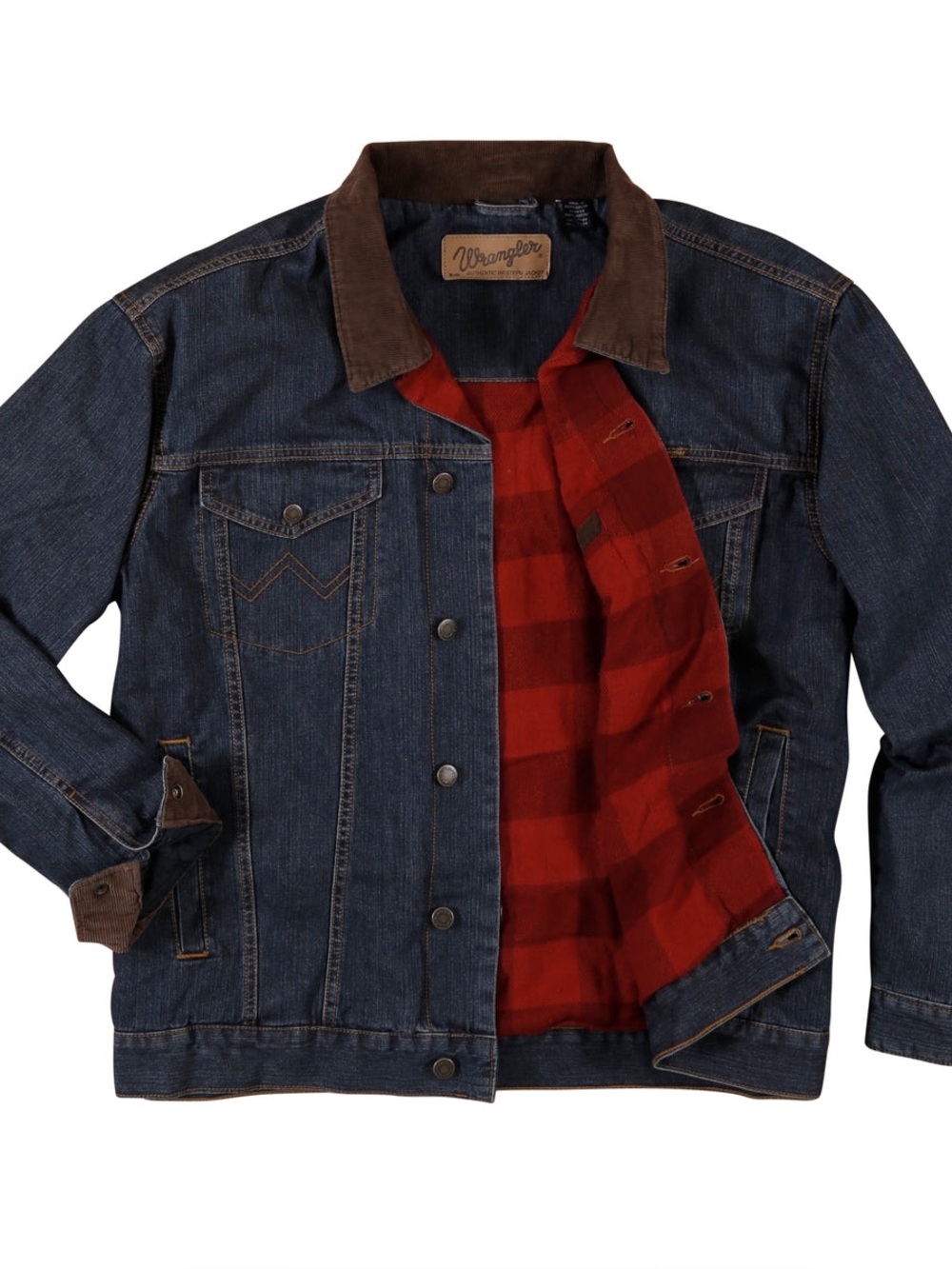 Wrangler men’s Long Sleeve Blanket Lined corduroy, trim Denim Jean Jacket xl